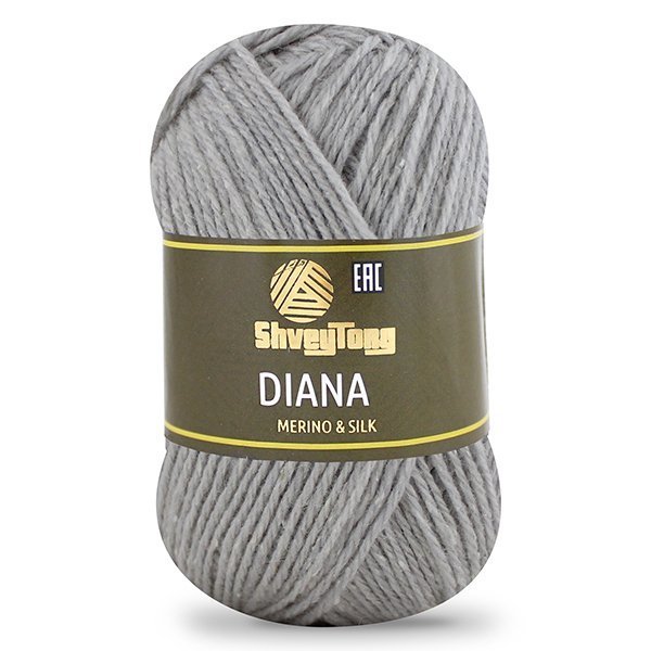Пряжа "ShveyTorg Diana" 91011 серый 5*50 г. 200м 80% Мериносовая шерсть, 20% Шелк  ТУРЦИЯ