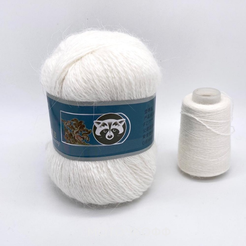 Пряжа "Пух норки" 801 белый 10*50 г. 300м 90% шерсть норки, 10% микрофибра 801														