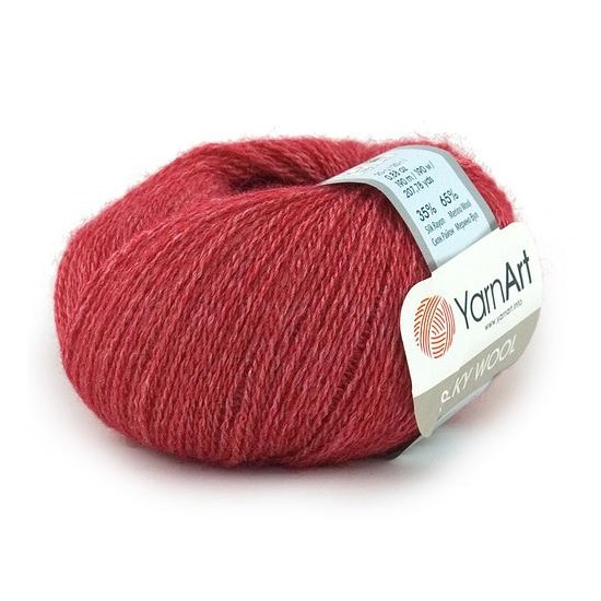 Пряжа "SILKY WOOL" 333 красный 10*25гр 190м 35% вискозный шёлк, 65% шерсть мериноса  YARNART 333														