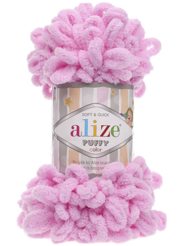 Пряжа "PUFFY" 194 св. розовый 5*100 г. 9,2м. 100% микрополиэстр