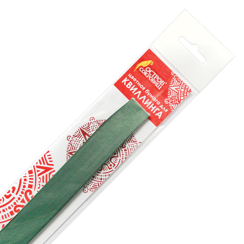 Бумага для квиллинга 1цв. Зеленая пихта 5мм*300мм 130г/м2 (125шт.)  ОСТРОВ СОКРОВИЩ 128774														