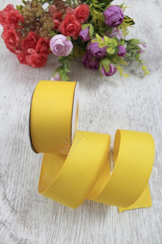 Лента репсовая 40мм желтый 132 40мм*25м 127-106														