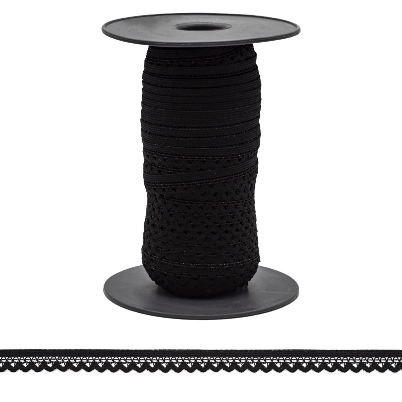 Резинка ажурная цв. черный 13,5мм*50м за 1м 0313/81/613151														
