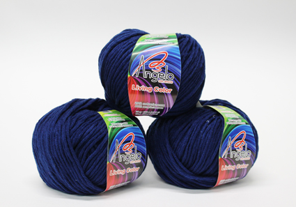 Пряжа "LIVING COLOR" 44 синий 10*75 г. 100м 20% хлопок 80% акрил  Наследие 44														