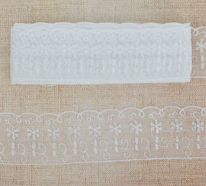 Кружево "ROYAL SMART" органза белый 65мм 13м за 1м 1354009	