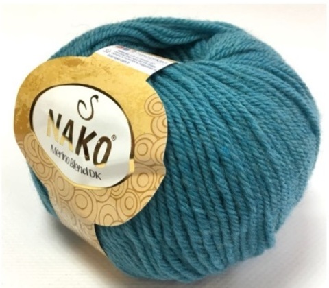 Пряжа "MERINO BLEND DK" 10608 бирюза 6*50 г. 105м 80% шерсть ягненка 20% шерсть Мерино  NAKO 10608														