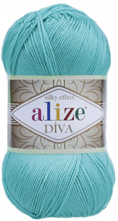 Пряжа "DIVA" 376 св. бирюза 5*100 г. 350м 100% микрофибра-акрил  ALIZE 376														