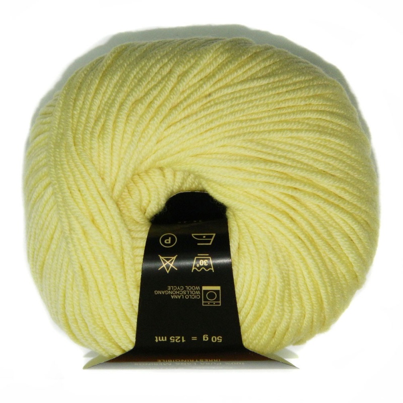 Пряжа "MERINO SOFT" 21 светлый лимон 10*50 г. 125м 100% чистая шерсть мериноса ITALY 21														