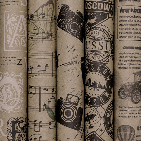 Бумага упаковочная крафт 70*100см Kraft Casual  Золотая сказка 591597														