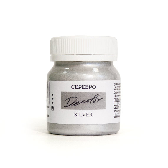 Краски акриловые  1цв. серебро  "Деколор" с метал. и перламутровым  50 мл  ТАИР