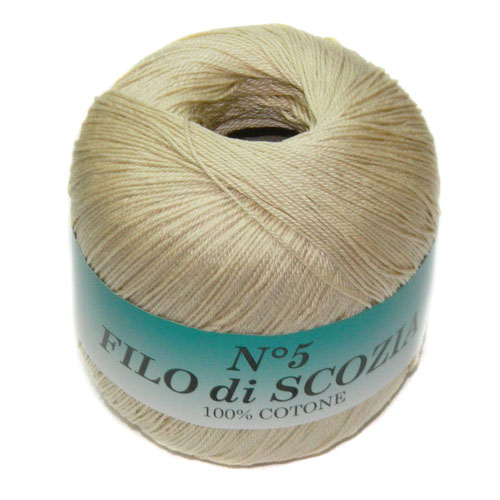 Пряжа "FILO di SCOFIA №5" 03 св. беж 10*50 г. 226м 100% хлопок  Италия 03														
