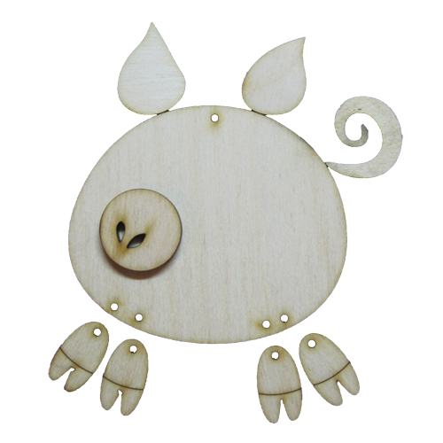 Заготовки деревян. Озорная свинья. сборная подвесная 14см														