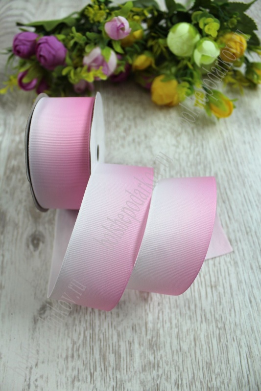 Лента репсовая "С переходом" св.розовый 40мм 40мм*9,1м 128-430														