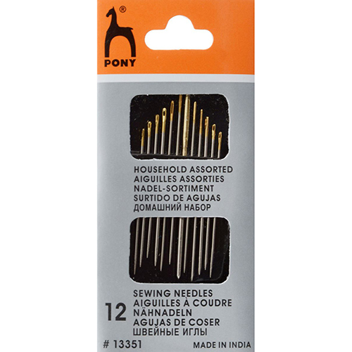 Иглы "Ассорти" - домашний набор (в пачке 12шт.), с золотым ушком  Pony 13351														
