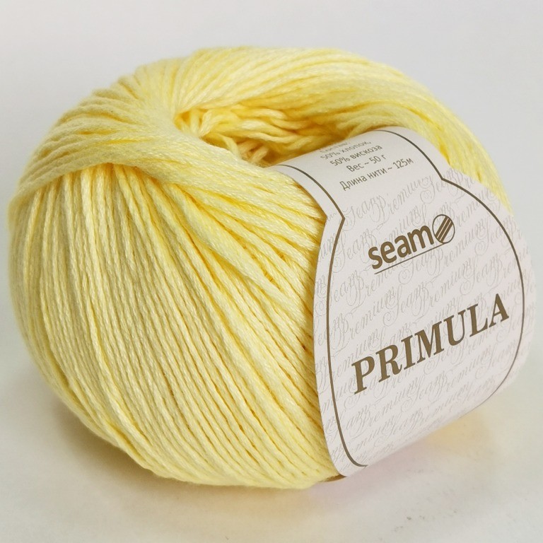 Пряжа "Примула" 1040 нежно-желтый 10*50 г. 125м 50% хлопок, 50% вискоза  СЕАМ 1040														