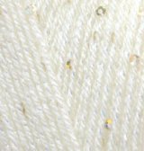 Пряжа "SAL ABIYE" молочный с пайетками 62 5*100 г. 410м 80% акрил, 5% паетки, 10% полиэстер, 5% металлик  Kartopu