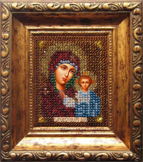 Вышивка бисером Вышивальная мозаика "Божия Матерь Казанская" с рамкой (6*7см)