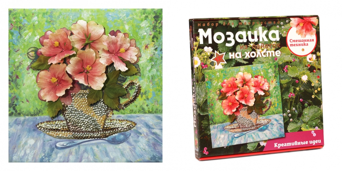 Набор для творчества "Мозаика из пайеток на холсте Летний букет"  Волшебная мастерская МХ-12														