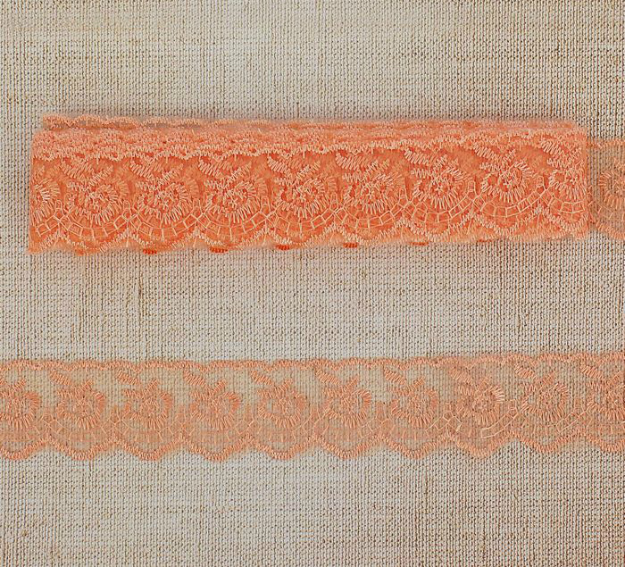 Кружево "ROYAL SMART" органза персиковый 40мм 9,1м за 1м 1354001	