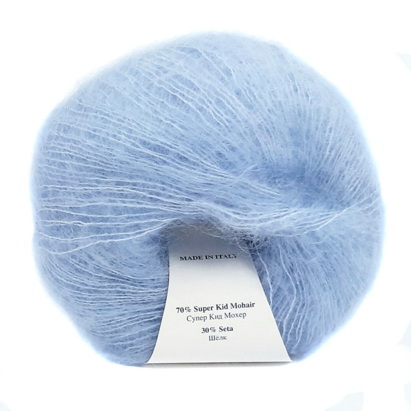 Пряжа "Vittorio" 1062 св.голубой 10*25г. 200м. 70% мохер, 30% шёлк  Kutnor 1062														