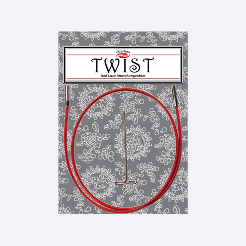 Леска для съемных спиц 75см TWIST RED Small цв. красный с Т-образным ключом  ChiaoGoo 7530-S														