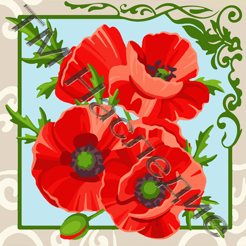 Раскраска по номерам  30*30см "Маки"  Наследие РН30-011														