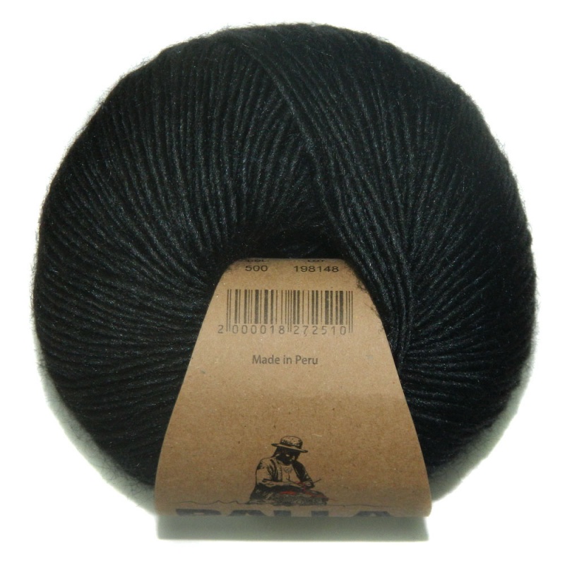 Пряжа "PALLA (Палла)" 500 черный 10*50 г. 140м 60% премиальная шерсть высокогорных перуанских овец, 20% HZ альпака, 20% шелк  Michell Перу 500