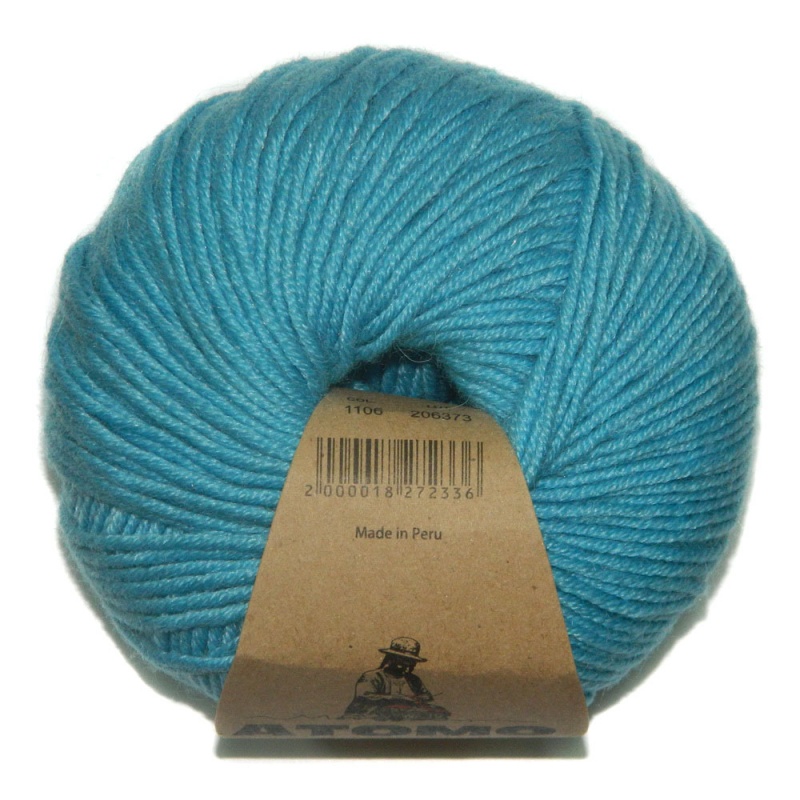 Пряжа "Atomo" 1106 морская волна 50 г/116м 30% FS альпака, 50% меринос, 20% шелк														