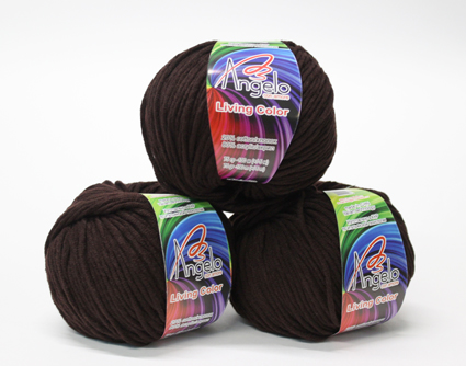 Пряжа "LIVING COLOR" 38  т. коричневый  10*75 г. 100м 20% хлопок 80% акрил  Наследие 38														