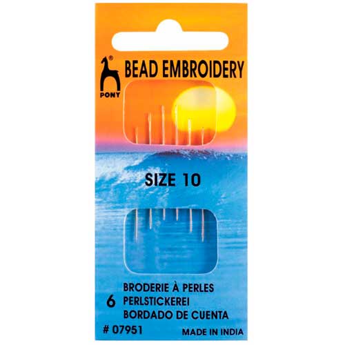 Иглы для бисера №10 (набор 6шт.) с золотым ушком  Pony 07951														