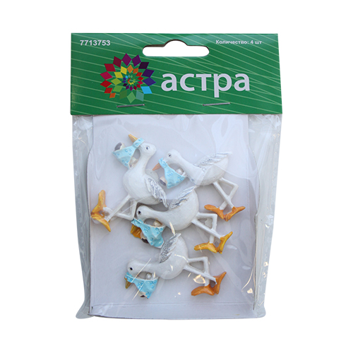 Объемные фигурки Аист с младенцем голубой 40мм за 1шт АСТРА 7713752/LR15-4584