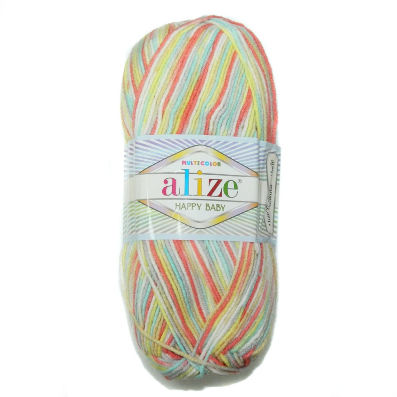 Пряжа "HAPPY BABY multicolor" 52230    5*100 г. 330м 35% полиамид, 65 % акрил  ALIZE 52230														