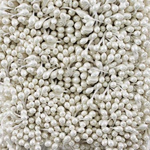 Тычинки для цветов двусторонние белые перламутр (набор - связка)														