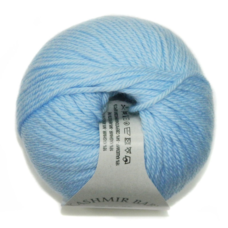 Пряжа "BABY KASHMIR-Беби кашмир" 86277 голубой 10*25 г. 85м 16% кашемир, 84% меринос экстрафайн 86277														