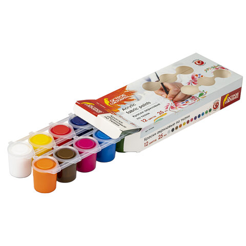 Краски по ткани 12цв. "Остров сокровищ" по 25мл. 191694														