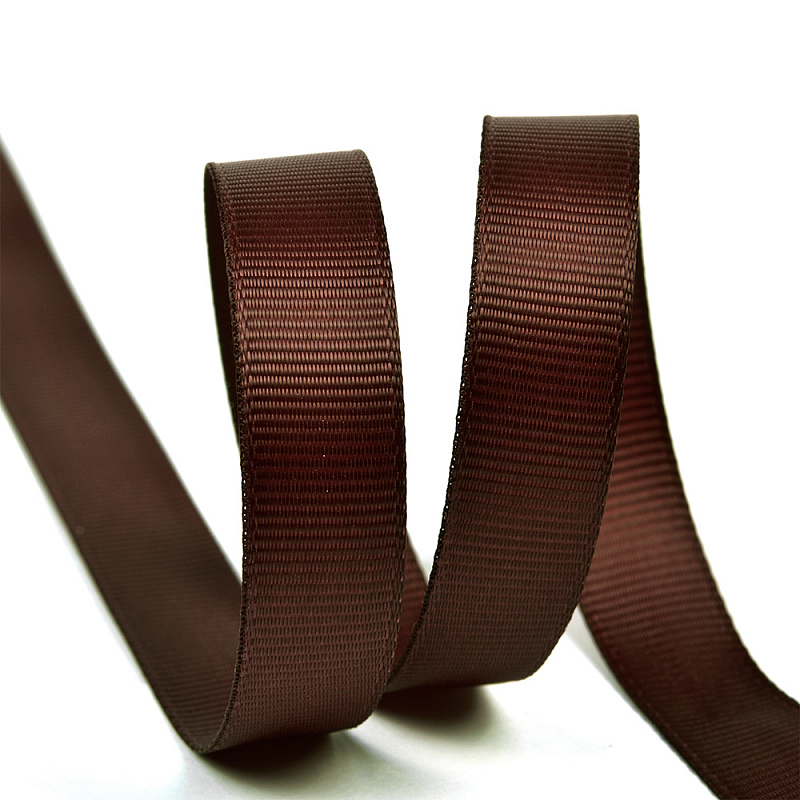 Лента репсовая 12мм т. коричневый 12мм*25м 078														