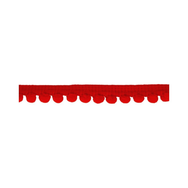 Тесьма декоративная "Помпоны" красный №111, 10мм*9.1м за 1 м  BLITZ