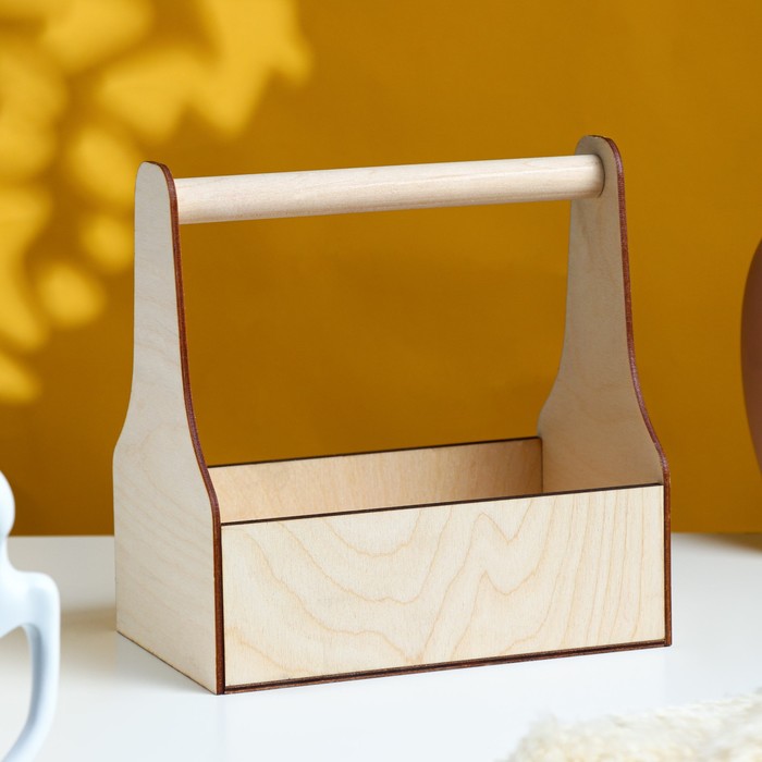 Кашпо деревянное 20*12,5*20см с ручкой цв. натуральный  Стелла Моно 1490745														