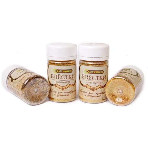 Блестки цветные металлик "Craft Premier" платина 25гр. (золото-0) 2100-31														