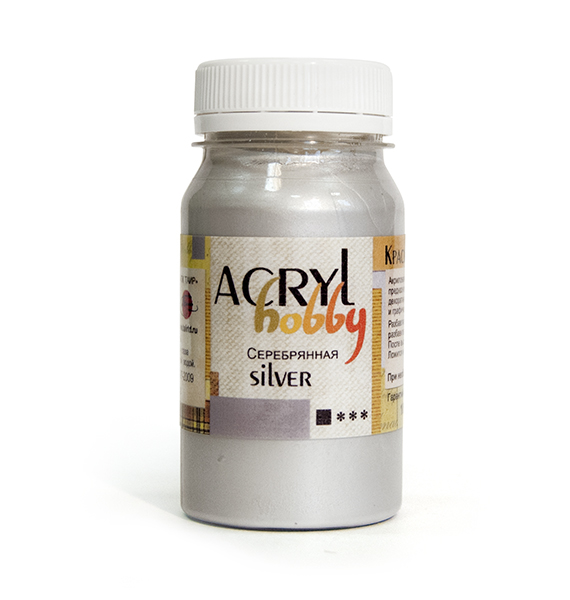 Краски акриловые  1цв. серебро, "Акрил-Хобби", 100 мл  ТАИР 0301101														