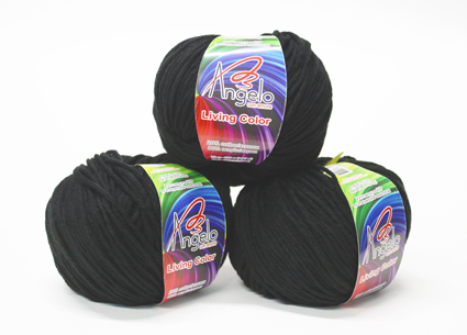 Пряжа "LIVING COLOR" 22 черный 10*75 г. 100м 20% хлопок 80% акрил  Наследие 22														