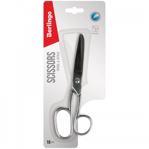 Ножницы 18,0см "Цельнометаллические"  BERLINGO									