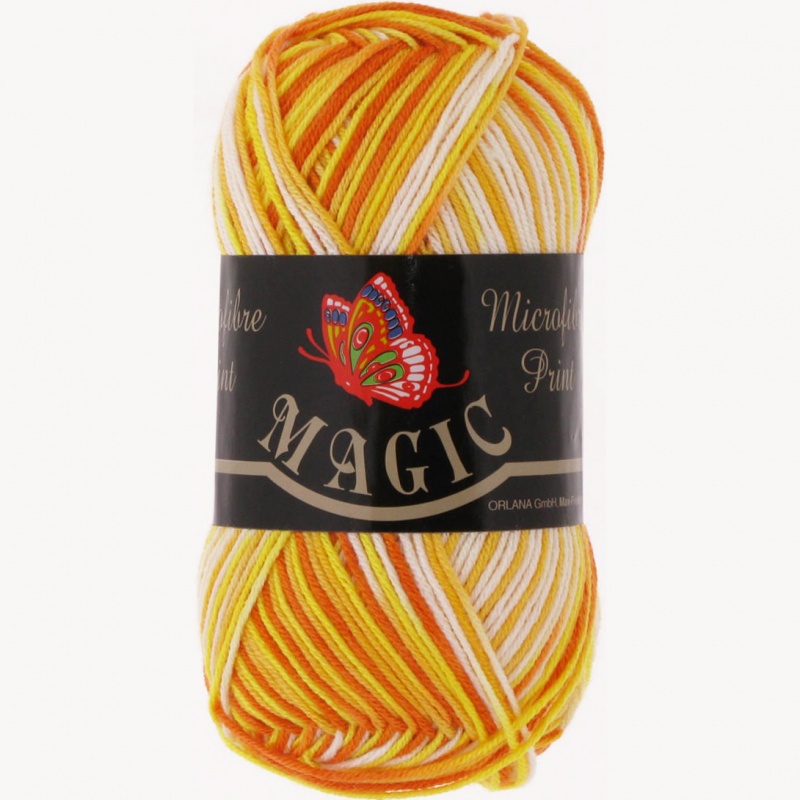 Пряжа "Microfible Print" 3460 желто-св.коричнево-т.корчневый 10*50 г. 152м 100% микрофибра  MAGIC