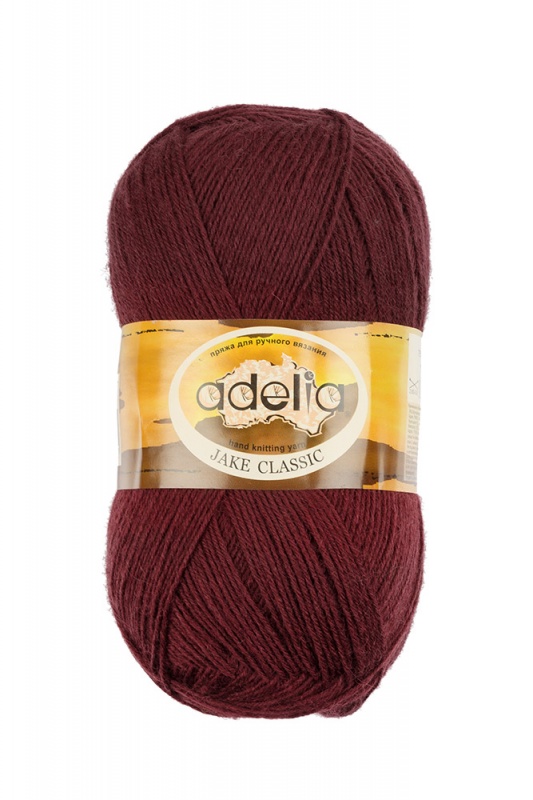 Пряжа "JAKE CLASSIC" 08 т. бордовый 5*100 г. 410м 75% шерсть, 25% нейлон  ADELIA 08														