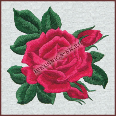 Вышивка гладью Искусница "Пурпурная роза"  10*10см