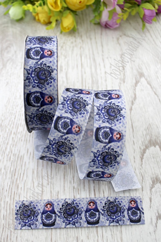 Лента репсовая "Матрешка" фиолетовая 25мм*9,1м SF-1742														