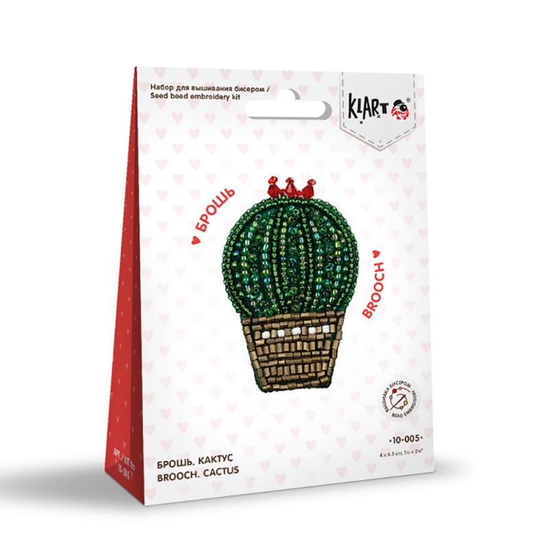 Вышивка бисером Klart "Брошь. Кактус" 4*6,5см 10-005														