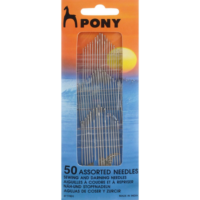 Иглы "Ассорти" со вдевателем набор (в пачке 50шт.)  Pony