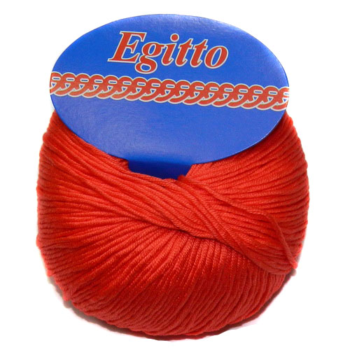 Пряжа "EGITTO" 1069 яркий коралл 10*50 г. 120м 100% мерсеризованный хлопок  Weltus