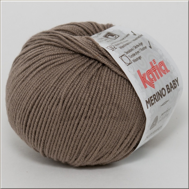 Пряжа "Katia "MERINO BABY" 42 коричневая 10*50 г. 165 мериносовая шерсть 100% 42														